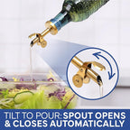 COOK WITH COLOR Glass Olive Oil Bottle Dispenser - 2 Pack- 17oz Oil and Vinegar Cruet - Olive Oil Carafe Decanter for Kitchen, Champagne Bubbles, Blue