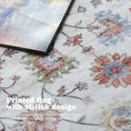 2x3 Washable Entryway Rug - Small Entry Rug Non-Slip Cream Colorful Vintage Traditional Floral Kitchen Rugs Low Pile Boho Carpet Throw Rugs for Bedroom Bathroom Entrance Dorm Laundry Room