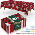 Smiry 8 Packs Buffalo Disposable Table Cloth, 54 x 108 Inch Waterproof Plastic Tablecloth, Rectangle Snowflake Red Checkered Table Covers for Picnic, Christmas, Birthday, Party