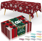 Smiry 8 Packs Buffalo Disposable Table Cloth, 54 x 108 Inch Waterproof Plastic Tablecloth, Rectangle Snowflake Red Checkered Table Covers for Picnic, Christmas, Birthday, Party