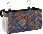 Bedside Caddy Hanging Bunk Bed Caddy Bed Organizer Hanging Pocket with 2 Hooks Bedside Storage Organizer Pocket Bag Holder Blue Orange Diamond Tie-dye