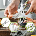 Linoroso Kitchen Scissors Heavy Duty Kitchen Shears with Magnetic Holder Made with Japanese Steel 4034, Multipurpose Ultra Sharp Cooking Scissors for Meat/Vegetables/BBQ/Herbs/Pizza (Graphic,Tiger)