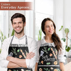 Maison d' Hermine 100% Cotton Apron for women with Pocket Kitchen Chef Apron for Men Cooking Mothers Day Gifts