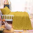 NTBAY Toddler Bedding Set - 4 Piece Soft and Breathable Crib Bedding Set for Boys and Girls, Includes Quilted Comforter, Fitted Sheet, Flat Top Sheet and Envelope Pillowcase, Yellow