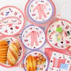 Pajama Party Plates Napkins Sleepover Tableware Set - Spa Party Dinnerware Slumber Cutlery for Girls - Disposable Decoration for 24 Guests