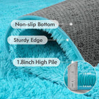 5x7 Ft Teal Shag Rugs for Bedroom Living Room Decor for Men Boys, Ultra Soft Fluffy Furry Area Rug for Indoor Floor, Aesthetic Carpet for Nursery Dorm Home Decor
