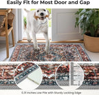 KOZYFLY Area Rug 3x8 Ft Washable Boho Runner Rug for Entryway Hallway Indoor Printed Oriental Faux Wool Carpet for Kitchen Bedroom Hall, Brick Red/Orange/Green