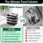 YQBRAO 4-Pack Clear Hard Shell Zipper Case, 1.2mm Ultra-Thick Diaper Bag Organizer Pouches, Rigid Self-Standing Travel Makeup Bags with YKK Zippers, TSA Approved, Black