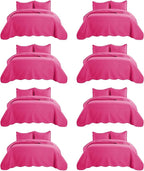 IR Imperial Rooms 8 Pack California King Quilt Bedding Set (118"x106") - Bulk Wholesale for Hotels, Guest Bedroom & Airbnbs - Lightweight Microfiber Reversible Embossed Quilts Bedspread (Pink)