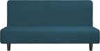 Easy-Going Stretch Futon Slipcover Armless Futon Bed Cover Furniture Protector Without Armrests with Elastic Bottom for Kids, Soft Jacquard Fabric Small Checks (Large, Deep Teal)