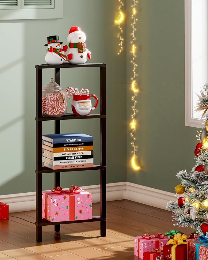 TUTOTAK Corner Shelf, 4-Tier Corner Bookshelf