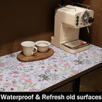 Leaf Floral Shelf Liners Non Adhesive and Strong Non-Slip Shelf and Drawer Liners for Kitchen Cabinet Wire Fridge, Waterproof Shelf Drawer Liner,Easy to Clean,12IN x 10FT
