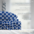 Mayfair Linen 100% Cotton Printed Bed Sheets Full Size Set - 500 Thread Count Cotton Sheets for Full Size Bed, 4 PC Set (Quatrefoil - Navy), Soft, Cooling, Sateen Weave 16" Deep Pocket Bedsheet
