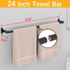 Towel Bar for Bathroom Wall, Black 24 Inch Single Towel Bar Rods for Bathroom, Stainless Steel Heavy Duty Towel Racks for Bathroom Wall Mounted