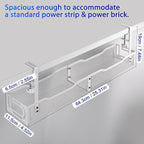Under Desk Cable Management Box 25.3 Inch – Clamp-Mounted Cable Organizer Tray, Large Cord Management Box for Office & Home, Wire Organizer Under Desk Storage, White