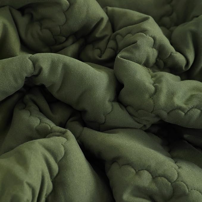 NTBAY Down Alternative Oversized Toddler Comforter, Super Soft and Warm Solid Color Baby Crib Quilted Blanket, 43x60 inches, Olive Green