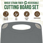 AXIOM CREATIONS 2-Piece Reversible Cutting Board Set Made from Natural Food Grade Wheat Straw Material - Eco-Conscious Alternative to Plastic - Gluten Free & BPA Free Chopping Boards for Kitchen
