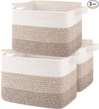 OIASKET Storage Baskets for Organizing, Woven Baskets for Shelves, Rectangle Decorative Organizer for Storage Clothes, Toy, Books, Towels Nursery Bins 3 Pack (Gradient Yellow, 13"x9.85"x8.7")