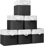 11x11 Inch Cube Storage Bins, 6 Pack Fabric Storage Cubes for Shelves, Cube Organizer Bins with Handles, Cloth Cubby Storage Bins for Home(White/black)
