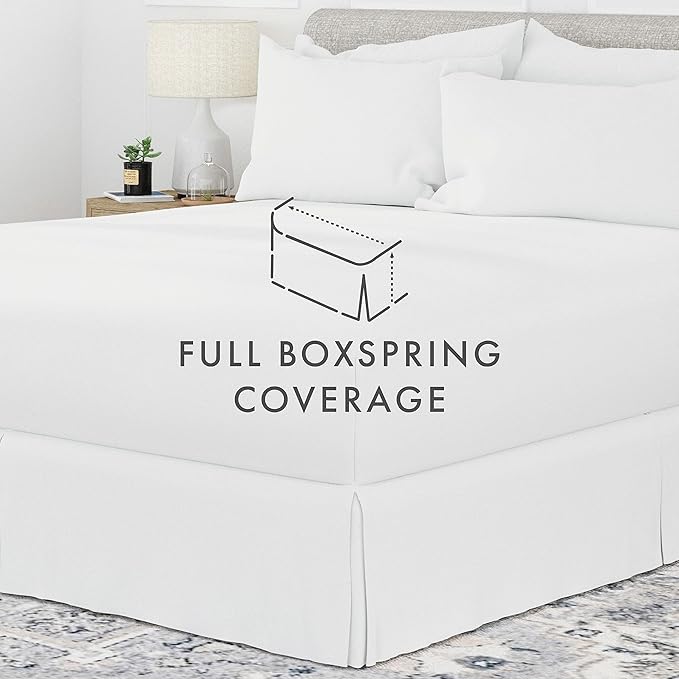 Linen Market Bed Skirt - Ultra Soft Microfiber - Easy Fit with 14 Inch Tailored Drop - Hotel Quality, Shrinkage & Fade Resistant - Bed Cover - Full Size Bed Skirts - Bedroom Décor - (Full, White)