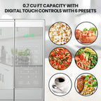 Total Chef 0.7 Cu Ft Microwave Oven - Countertop Small Kitchen Appliance, Stainless Steel Microwave with Digital Touch, Pre-Set Functions, 10” Turntable, 700 Watt