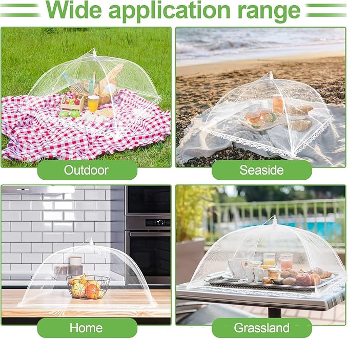 3 Pack Mesh Food Covers 19 inch, Large and Tall Food Covers, Pop-Up Mesh Food Covers Tent Umbrella for BBQs, Outdoors, Screen Tents, Parties Picnics
