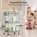 YASONIC 3 Tier Rolling Cart – Metal Utility Storage Carts