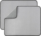 SUBEKYU Dish Drying Mat for Kitchen Counter, Microfiber Absorbent Dishes Drainer/Rack Pads under Sink, 19.6 by 16.1 inches, Set of 2, Grey, Ripple