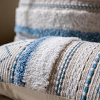 BlissBlush Blue Coastal Decorative Throw Pillow Cover 18X18 Combo Set of 2 Square Boho Accent Pillowcase Tassels Farmhouse Cushion for Couch Sofa Bedroom Living Room Home Décor Cover ONLY
