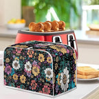 Flower 2 Slice Bread Maker Cover for Kitchen, Dustproof Toaster Cover Suitable for Standard Size Bread Machine, Small Kitchen Appliance
