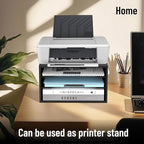Wood Desk Organizer, 3 Tier Paper Tray Organizer for Desk with Adjustable Storage Shelves, Printer Stand Desktop File Organization Paper Sorter Mail Holder for Office Home Classroom, Black