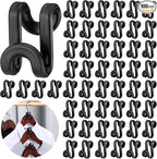 Unittype 100 Pcs Black Plastic Heavy Duty Clothes Hanger Connector Hooks, Space Saving, Cascading