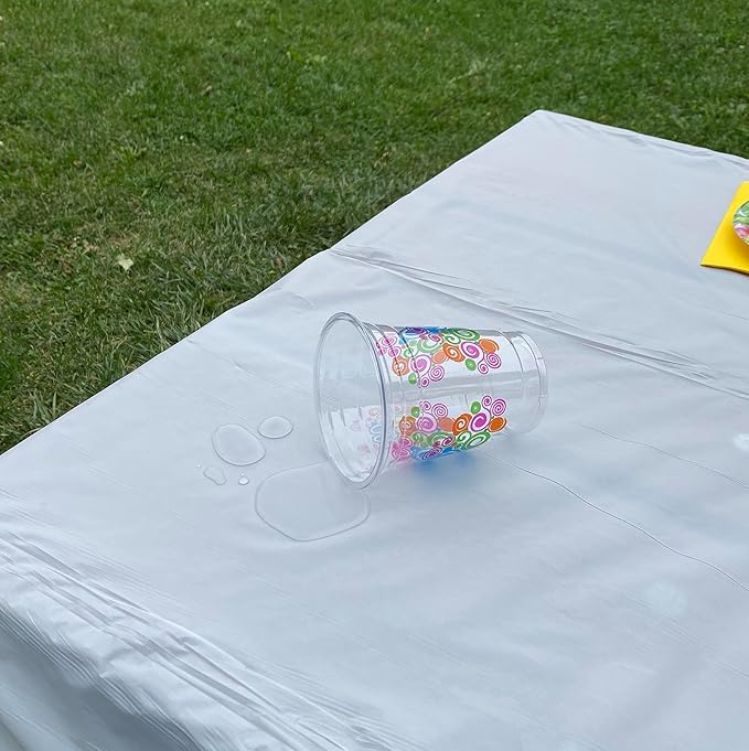 Neatiffy Disposable Plastic Table Cloth Roll | 54 in x 108 Ft Waterproof Tablecloth | Table Cover for Rectangle, Square, Round Oval Tables | Picnic, Party, Banquet, Birthdays, Weddings - White