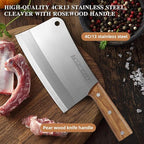KOFERY 7.3" Carbon Steel Meat Cleaver for Heavy Duty Bone Chopping
