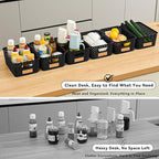 12 Pack Plastic Storage Baskets for Organizing, Storage Baskets for Shelves with Handles, Small Storage Bins with Labels, Organizer Baskets for Cabinet,Closet, Office,Black