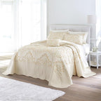 BrylaneHome Bedding Lightweight All Season Modern Amelia Quilted Damask Oversized Ultra Soft Bedspread - Twin, Ivory
