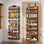 8-Tier Over The Door Pantry Organizer, Heavy-Duty Metal Wall Mount or Hanging Spice Rack, behind the door storage Shelves with Adjustable Basket, Back of Door Organizer for Kitchen Cabinet and Closet