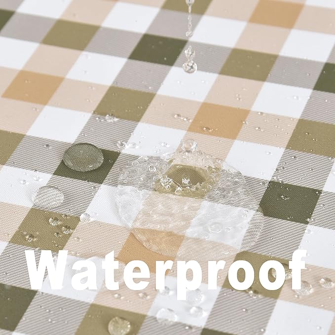 Waterproof Plaid Tablecloth Fabric - Oblong 52x70 Inch Classic Buffalo Tartan Table Cloth for Indoor/Outdoor Use - Washable Table Cover for Dinner, BBQs, and Parties