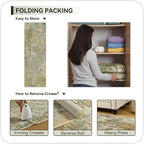 Green Rug Runners for Hallways Kitchen Non Slip Washable 2x6 Entryway Runner Rugs with Rubber Backing 6ft Long Carpet Runner for Laundry Bedroom, Low Pile Stain & Fade Resistant, Abstract Sage Green