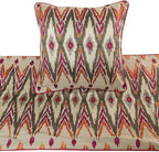 The HomeCentric King Queen Twin Multi Color & Pink Luxury CA King 86"x18" Bed Runner Without Pillow Cover, Embroidered & Beaded Bed Scarf on Cotton Linen Fabric - My Ikat Love