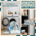 Istana 2x3 Area Rug - Blue/Ivory Boho Rugs for Living Room 2x3 - Foldable Small Rugs for Bedroom - Stain Resistant Washable Rug Non Slip - Eco-Friendly Area Rugs Indoor