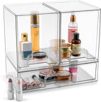 Sorbus Acrylic Storage Containers - 3 Pack, Stackable Storage Bins Set for Bathroom Organization - Clear Acrylic Drawer Organizers - Makeup Case Pull-Out Drawers (7.6’’ Tall and 12.1’’ Wide)