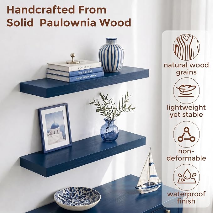 fuqing 20 Inch Floating Shelves | 6.7 Inch Deep Dark Blue Floating Shelves