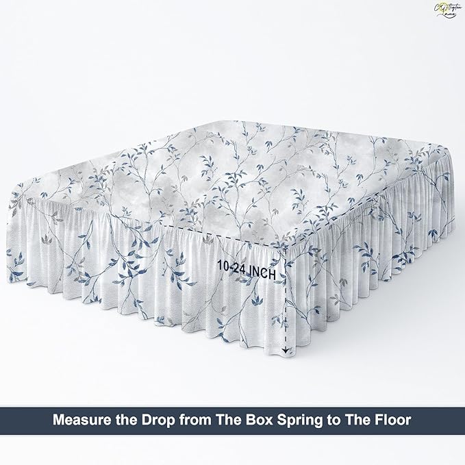 Cottington Lane Ruffled Bed Skirt Full Size with Split Corner, Brushed Microfiber Hotel Quality Dust Ruffle, 14 Inch Drop Gathered Bedskirt, Soft, Stylish, Shrink & Fade Resistant, Neutral Nature