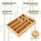 Silverware Organizer, 10 Inch Utensil Organizer Kitchen Drawer Organizer Bamboo Silverware Holder Cutlery Tray Organizer in Drawer Flatware Organizer Tray(5 slots, Natural