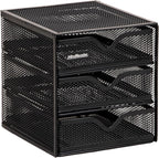 Mind Reader Desktop Accessory Storage, Desk Supplies, Organizer, Office, Metal Mesh, 6.25" L x 6.5" W x 6.5" H, Black