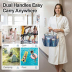 F-color Mesh Shower Caddy Portable - Navy Blue, Upgrade Deeper 7 Pockets Shower Bag Basket Tote for College Dorm Room Toiletry Bathroom Essentials Gym Camp Quick Dry 2 handles with S Hook