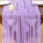 Socomi Lilac Cheesecloth Table Runner Tulle Gauze Cheese clothBoho Rustic 120 inch 10FT Runner for Wedding Party Baby Shower Birthday Holiday Decorations 3pcs