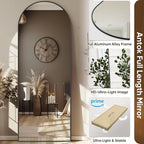 Antok Arched Full Length Mirror, 58"x19" Black Metal Frame Floor Mirror for Bedroom Living Room, Freestanding/Wall Mount/Leaning