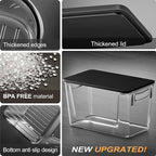 Heyuzb Pantry Organizers Storage, 2 Pack Large Clear Storage Bins with Bamboo Lids for Onion, Potato, Garlic, Canned Food, Organizer Bins for Under Sink, Kitchen, Countertop, Bathroom